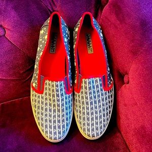 SPERRY TOP-SIDER SLIP ON SHOES W/ ANCHOR & STAR PRINT GOOD CONDITION!